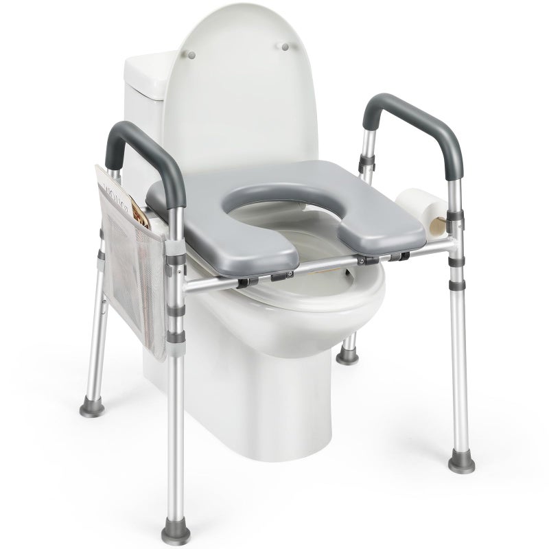 zhijiazhi Raised Toilet Seat with Handles, 500lb Handicap Toilet Seat with Handles Over Toilet, Commode Chair with Adjustable Height & Width, Toilet Seat Risers for Seniors, Elderly, Handicap - Image 1