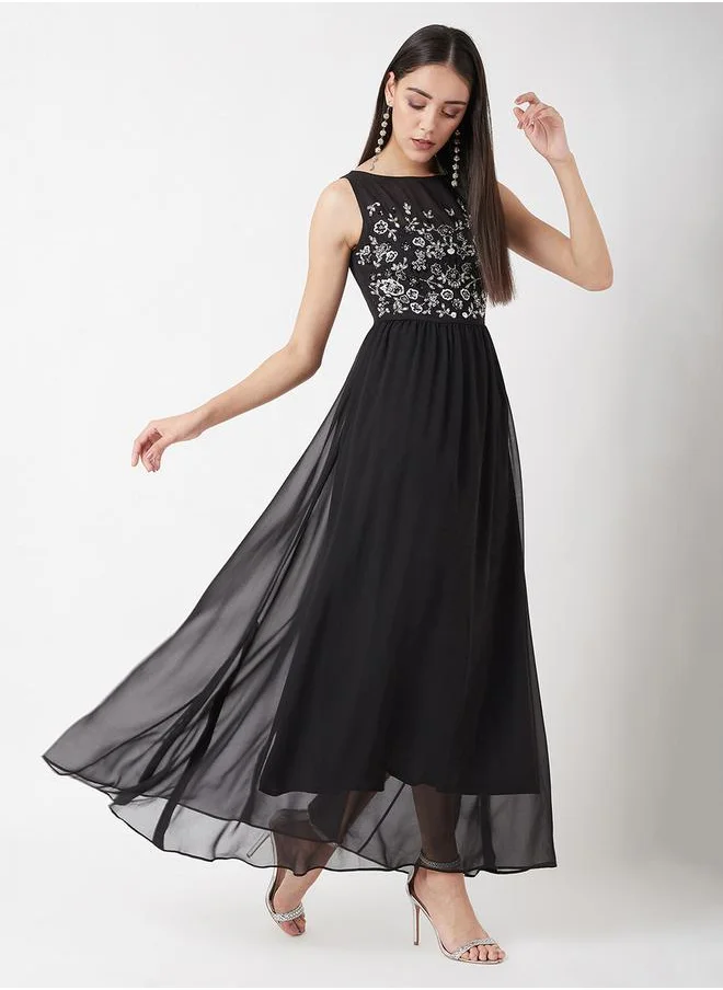 Miss Chase Embellished Lined A-Line Maxi Dress by Styli