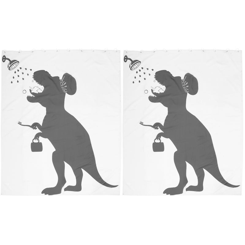 2pcs Dinosaur Shower Curtain Practical Bathroom Partition Curtain - Image 1