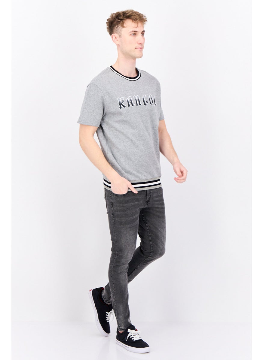 KANGOL - Men Crew Neck Short Sleeves Graphic Print T-Shirt, Grey - Image 1