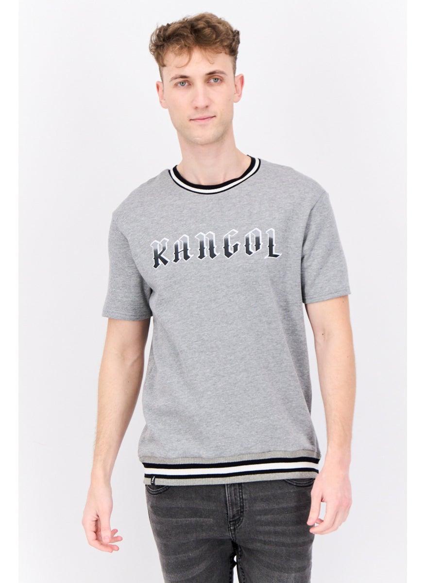 KANGOL - Men Crew Neck Short Sleeves Graphic Print T-Shirt, Grey - Image 1