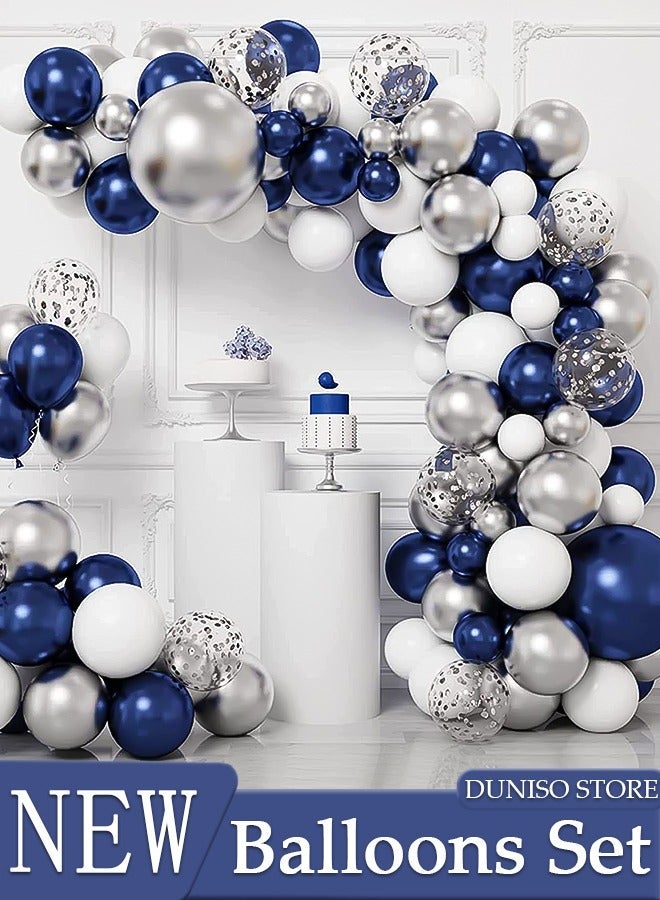 DUNISO Balloons Garland Arch Kit 148 Pcs 5/10/12/18 Inch Blue and White Latex Balloons Set For Baby Shower Wedding Birthday Party Background Decorations School Opening Ceremony - Image 1