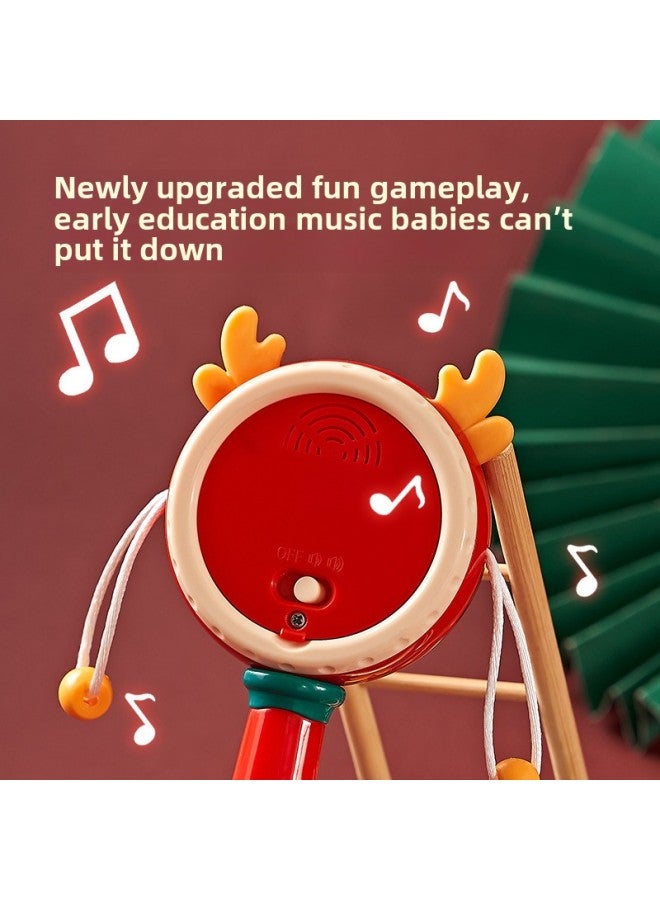 National Tide Baby Music Rattle Bite Gum Rattle Environmentally Friendly Plastic Soothing Toy Baby Hand Drum-Color:National Tide Rattle-Lion Dance-Pine Green - Image 3