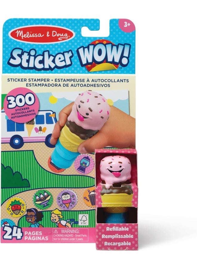 Melissa & Doug Sticker WOW! Sticker Stamper & Activity Pad - Ice Cream – 300+ Stickers, Self-Inking Stamper & 24 Activity Pages – Mess-Free Creative Fun for Kids – Ages 3+ | MD50136 - Image 1