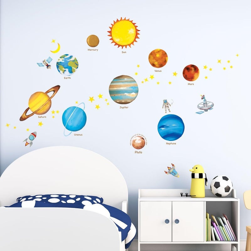 DECOWALL DAT-1307L Planets in The Space(Large) Kids Wall Stickers Decals Peel and Stick Removable for Nursery Bedroom Living Room Art murals Decorations - Image 4
