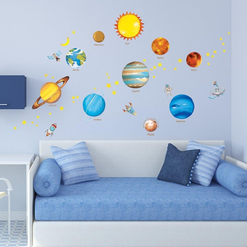 DECOWALL DAT-1307L Planets in The Space(Large) Kids Wall Stickers Decals Peel and Stick Removable for Nursery Bedroom Living Room Art murals Decorations - Image 5