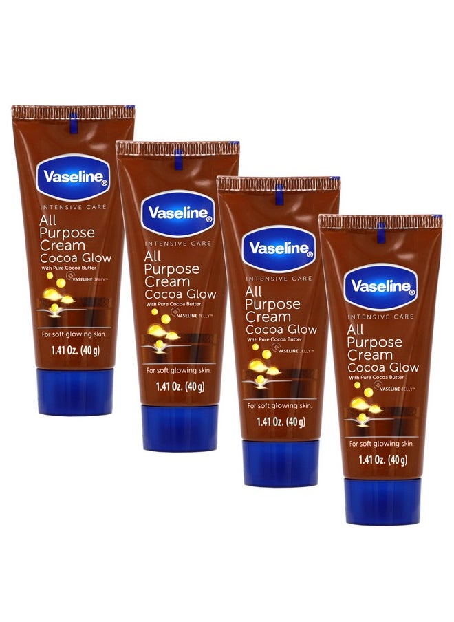 Vaseline Vaseline All Purpose Cream Cocoa Glow, with Pure Cocoa Butter, 4-Pack, 1.41 FL Oz Each, 4 Tubes  - Image 1