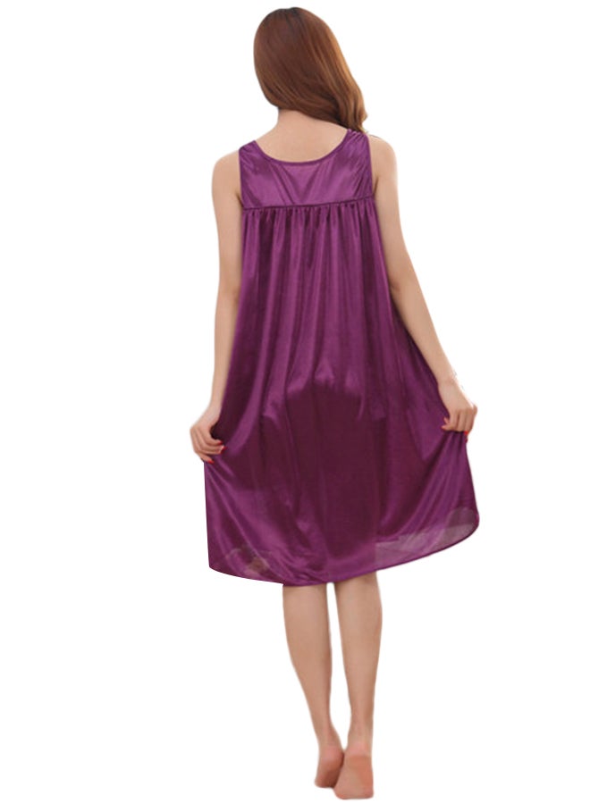 Lace Trim Fit And Flare Nightdress Purple - Image 2