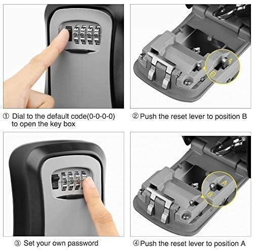 GETZET 4Digit Resettable Combination Lock Box for House Portable Waterproof Key Storage Lock box for Apartment Realtors Keys Warehouse Realtors Garage Spare Black - Image 3