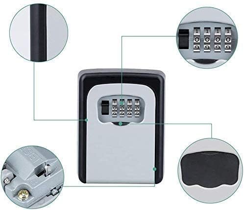 GETZET 4Digit Resettable Combination Lock Box for House Portable Waterproof Key Storage Lock box for Apartment Realtors Keys Warehouse Realtors Garage Spare Black - Image 5