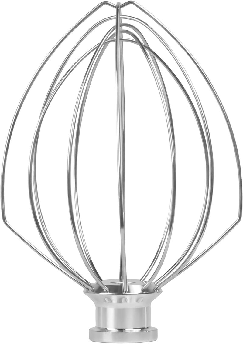جلينك ملحق سلك الخفق الفولاذي المقاوم للصدأ K45WW لخلاطات KitchenAid، بديل خف��قة 6 أسلاك لخلاطات KitchenAid ذات الرأس المائل من 4.5-5 كوارت، آمن للغسيل في غسالة الصحون، فضي - Image 1