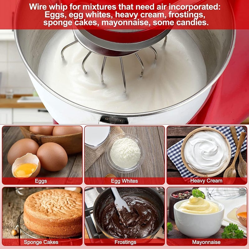 جلينك ملحق سلك الخفق الفولاذي المقاوم للصدأ K45WW لخلاطات KitchenAid، بديل خف��قة 6 أسلاك لخلاطات KitchenAid ذات الرأس المائل من 4.5-5 كوارت، آمن للغسيل في غسالة الصحون، فضي - Image 3