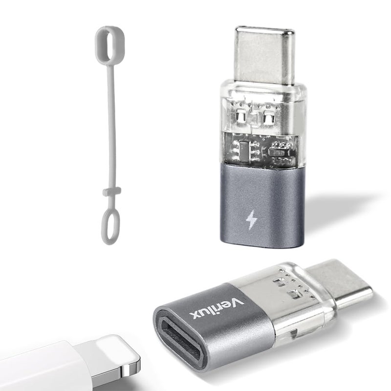Verilux ® Type C to Lighting Connector with Lanyard Holes, Translucent C Type Male to Lighting Female Adapter 480Mbps High-Speed Data Transmission - Image 1