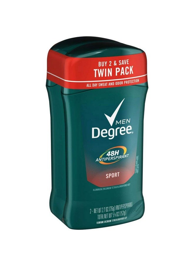 Degree Men , Invisible Solid Deodorant, Sport, Twin Pack, 2.7 Ounce, Pack Of 2  - Image 1