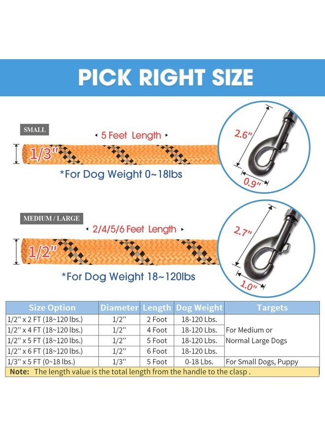 BAAPET 4/5/6 FT Strong Dog Leash with Comfortable Padded Handle and Highly Reflective Threads Heavy Duty Dog Leashes for Small Medium Large Dogs (6FT, Orange) - Image 4