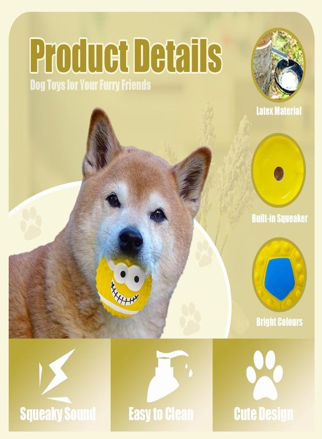MIIXUER 5-Pack Squeaky Dog Balls - Cartoon Face Ball Latex Dog Toy Ball Set for Indoor & Outdoor Play - Image 3