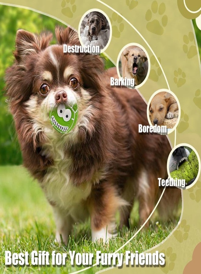 MIIXUER 5-Pack Squeaky Dog Balls - Cartoon Face Ball Latex Dog Toy Ball Set for Indoor & Outdoor Play - Image 4
