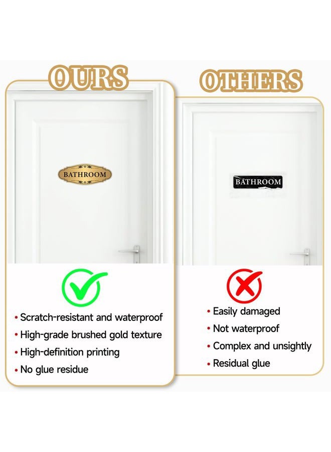 LUHIMO Bathroom Sign Sticker for Business and Home，Self-adhesive Brushed Gold Bathroom Decor for Door，Waterproof Vinyl Restroom Sign for House, Office, Shop - Image 4