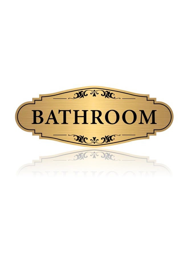 LUHIMO Bathroom Sign Sticker for Business and Home，Self-adhesive Brushed Gold Bathroom Decor for Door，Waterproof Vinyl Restroom Sign for House, Office, Shop - Image 1