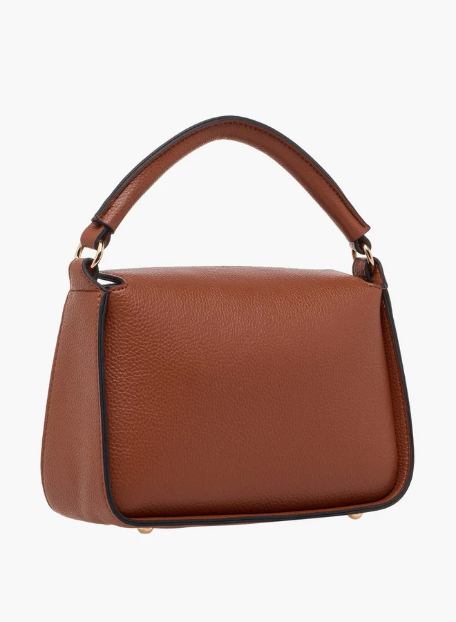 Paprika Textured Crossbody Bag with Detachable Strap and Button Closure