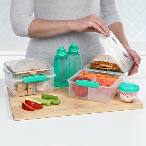Sistema Lunch Containers Bento Box with Condiment and Sandwich Containers, 2 Water Bottles, Dishwasher Safe, Blue/Green - Image 3