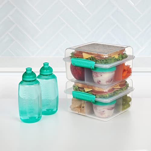 Sistema Lunch Containers Bento Box with Condiment and Sandwich Containers, 2 Water Bottles, Dishwasher Safe, Blue/Green - Image 2