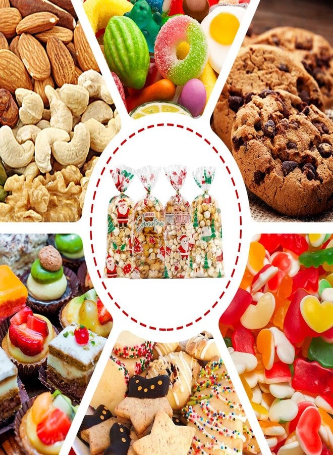 eowqeiur 100 PCS Christmas Cellophane Treat Bags(5x11 Inch) with Ties Plastic Santa Goodie Candy Cookie Loot Gifts Bags Bulk Pouches for Christmas Party Favors Supplies Decorations Holiday Xmas Decor - Image 5