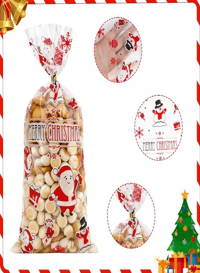 eowqeiur 100 PCS Christmas Cellophane Treat Bags(5x11 Inch) with Ties Plastic Santa Goodie Candy Cookie Loot Gifts Bags Bulk Pouches for Christmas Party Favors Supplies Decorations Holiday Xmas Decor - Image 3