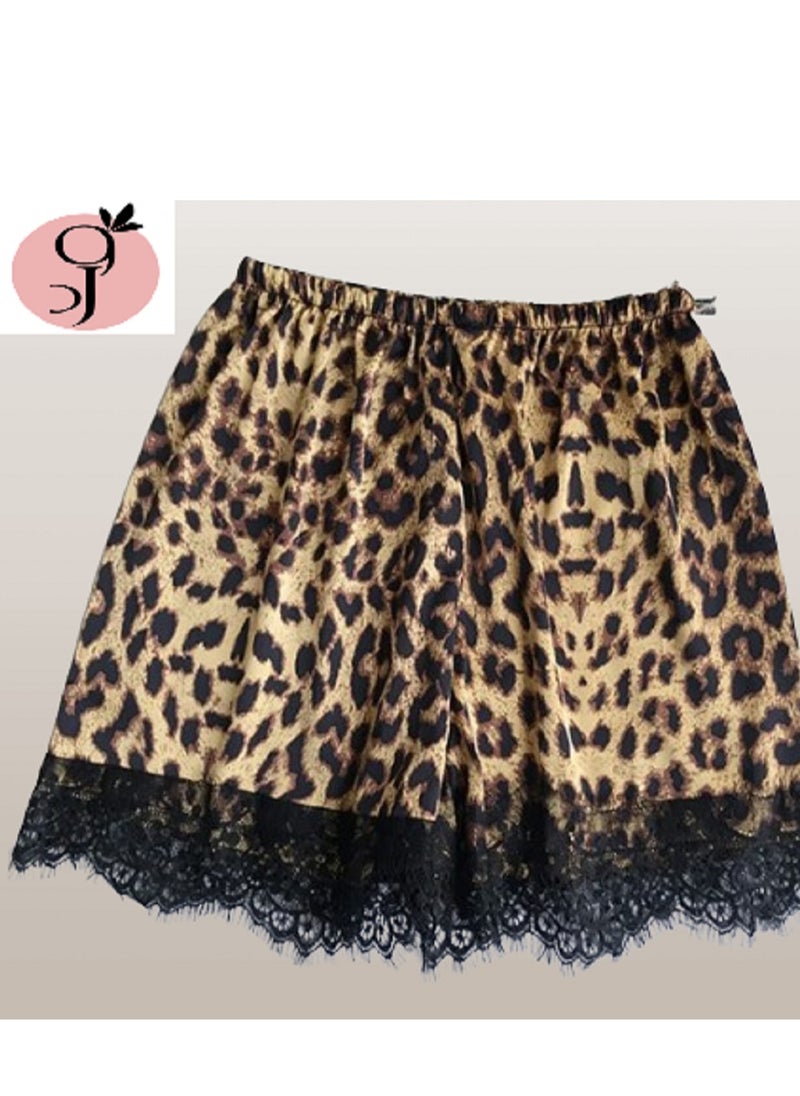 Ward - FROM WARD-Women's lingerie pajamas, tiger print, made of soft cotton with lace edges - Image 1