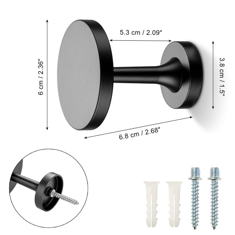 SIXZOONM Small Curtain Holdbacks - 2 Pack, Black Curtain Tiebacks Hooks Wall Mounted, Metal Drapery Pull Back Hooks, Modern Curtain Hold Backs with Hardware, Window Side Holders for Drapes, Curtain Accessories - Image 5