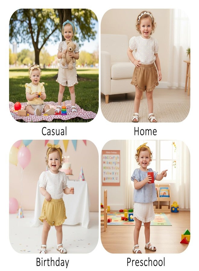 SOBOWO Toddler Girls Shorts Ruffle 2 Pack Baby Girl Solid Soft Cotton Pull-On Casual Shorts Bottom Summer Clothes Size 18M-5T(Black/Beige, 18-24 Months) - Image 2