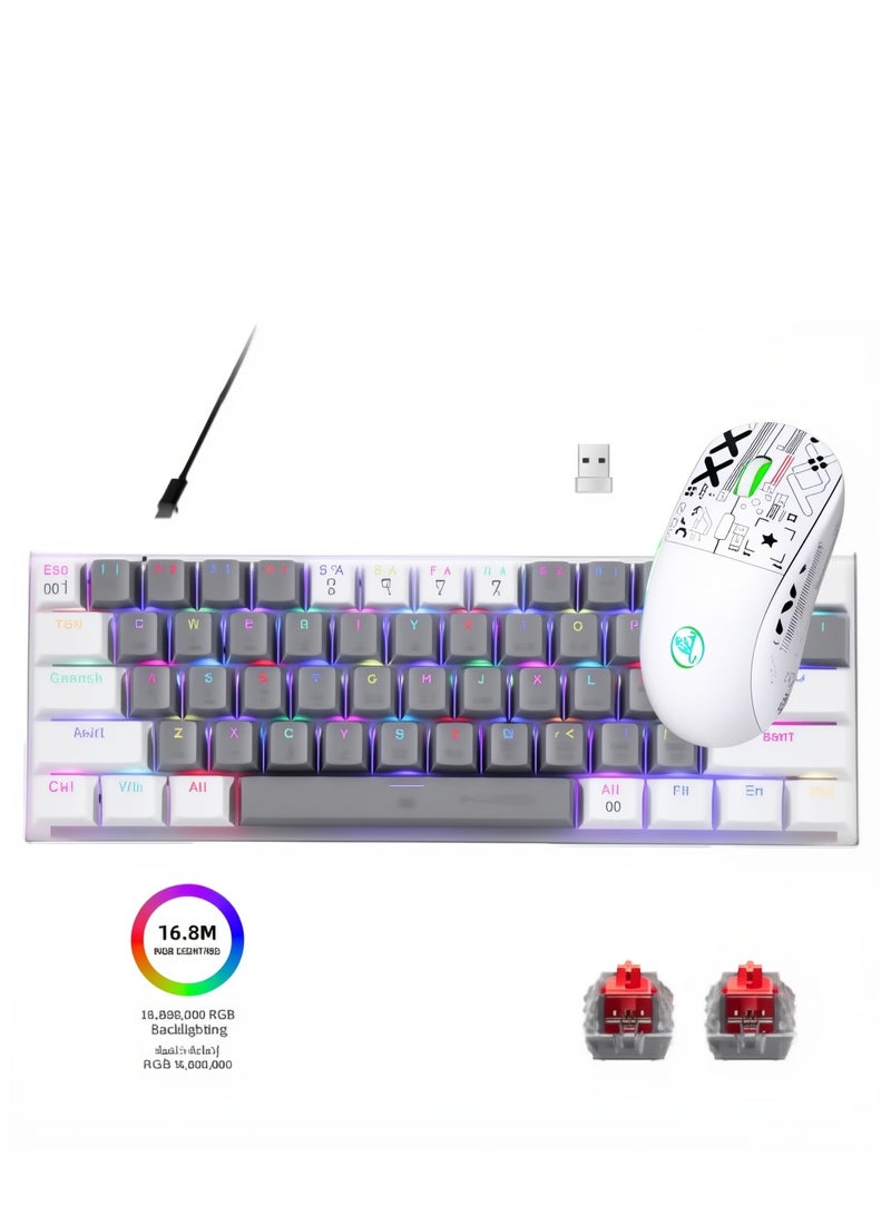 HXSJ V200 61 Key RGB Wired Gaming Keyboard and T90 Wireless Gaming Mouse Set