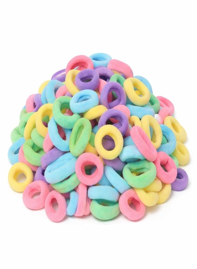 Frescorr (200 pcs) Baby Hair Ties | Soft No-Damage Premium Elastic Mini Rubber Bands for girls | Strong Stretch Ponytail Holders | Daily Use Hair Accessories | (100 Pastel &100 Black) - Image 4