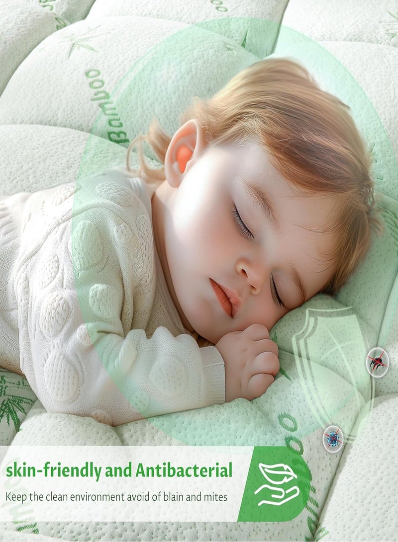 Mattress Topper Bamboo  800 GSM Cooling Mattress Pad for Back Pain,Soft Mattress Protector Cover with Four Corner Fixing Strap Height 8 cm Size 120x200cm - Image 5