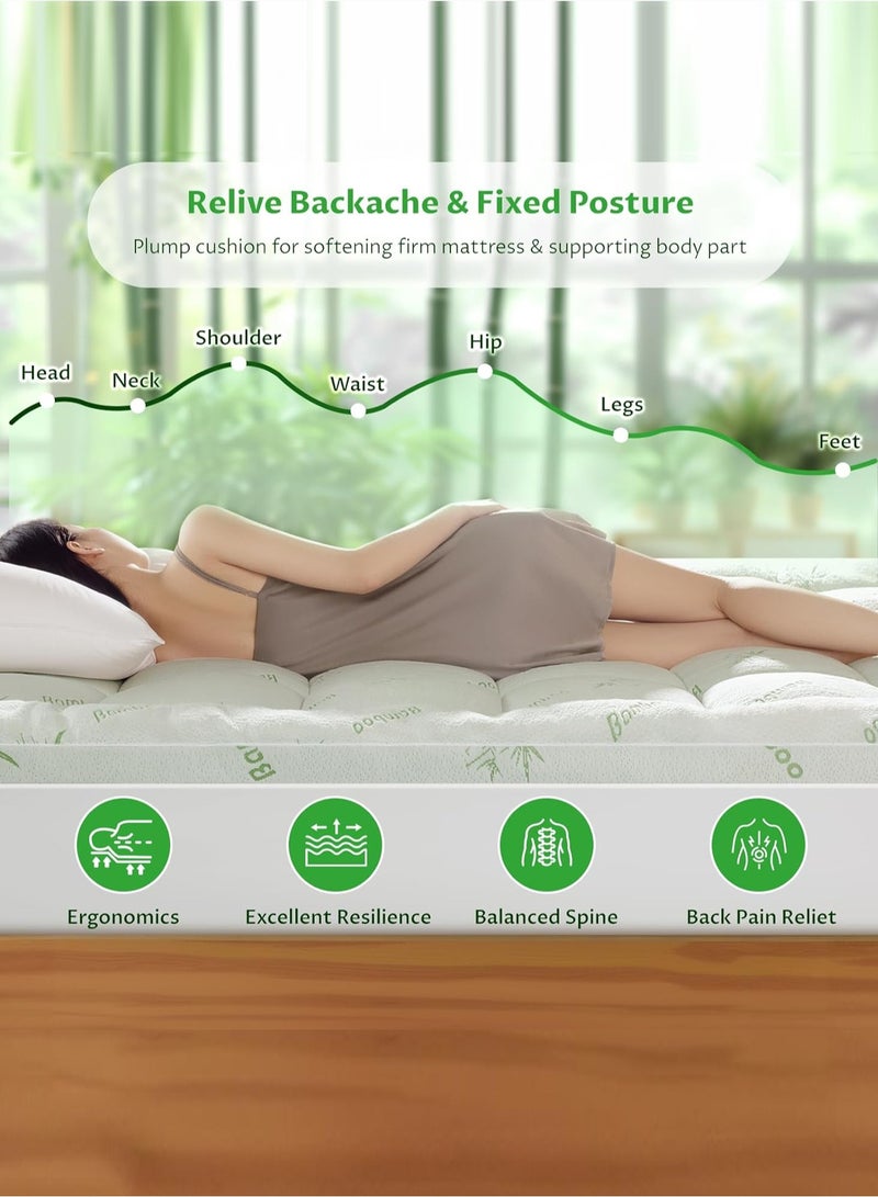 Mattress Topper Bamboo  800 GSM Cooling Mattress Pad for Back Pain,Soft Mattress Protector Cover with Four Corner Fixing Strap Height 8 cm Size 120x200cm - Image 4