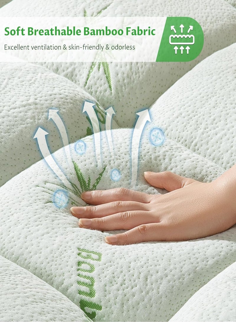 Mattress Topper Bamboo  800 GSM Cooling Mattress Pad for Back Pain,Soft Mattress Protector Cover with Four Corner Fixing Strap Height 8 cm Size 120x200cm - Image 3