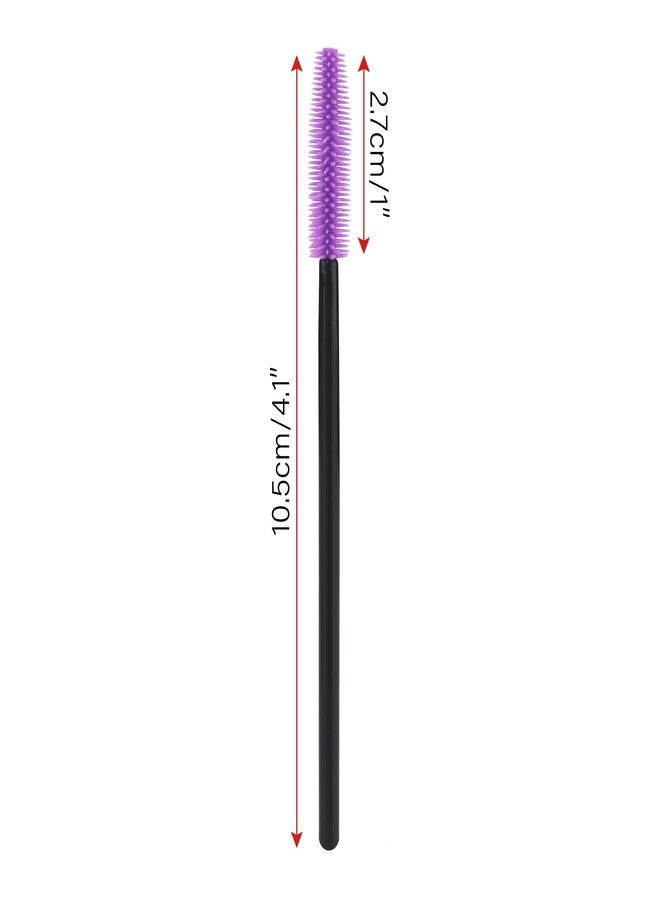 g2plus 100PCS Disposable Silicone Eyelash Mascara Brushes Wands Applicator Makeup Kits (Purple) - Image 2