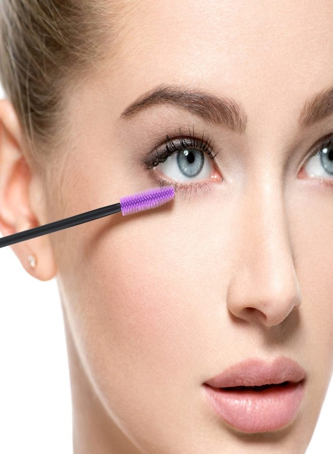 g2plus 100PCS Disposable Silicone Eyelash Mascara Brushes Wands Applicator Makeup Kits (Purple) - Image 5