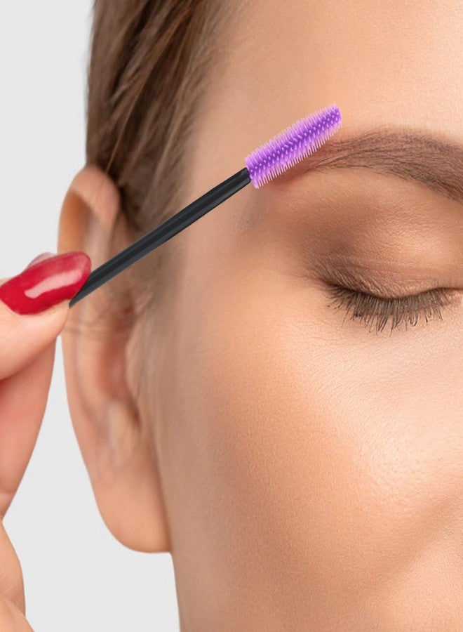 g2plus 100PCS Disposable Silicone Eyelash Mascara Brushes Wands Applicator Makeup Kits (Purple) - Image 4