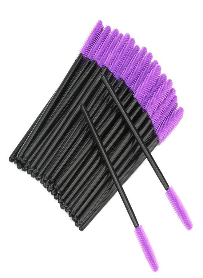 g2plus 100PCS Disposable Silicone Eyelash Mascara Brushes Wands Applicator Makeup Kits (Purple) - Image 1