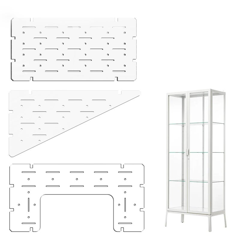 LUVCOSY Acrylic Shelves for IKEA Milsbo Tall Greenhouse Cabinet- 8mm Thick, Clear Acrylic Plant Corner Shelves Compatible with Tall IKEA Milsbo Glass Cabinet - 3 Pack Combo Set - Image 1