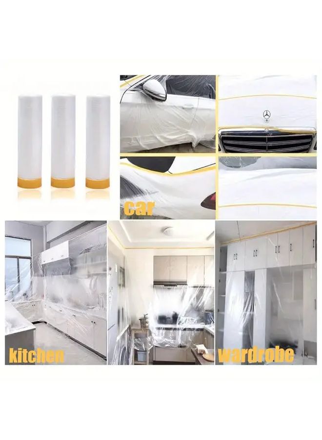 5 X 65 Feet Pre Taped Painter Plastic Roll 59 Inches Wide Protective Film For Auto Parts - Image 4