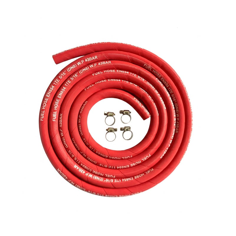 FCNFLZF 15FT Fuel Line Hose 516 inch 5AN 8mm High Pressure Hose 28Mpa 400PSI for Fuel Systems Engines Tube Hose Multiple Size OptionsImplementation StandardsEN854Red Attached Hose Clamp - Image 2