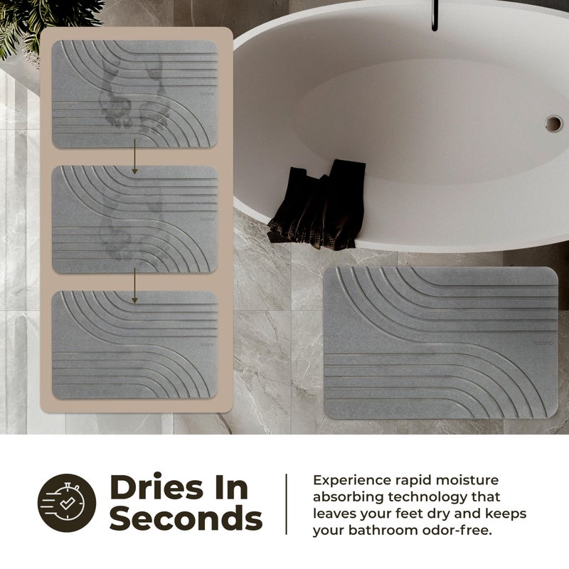 TOSORO - Stone Bath Mat Diatomaceous Earth Shower Mat Non-Slip Super Absorbent Diatomite Stone Bath Mats for Bathroom Floor Quick Drying Natural Easy to Clean (23.5 x 15) - Graphite - Image 3