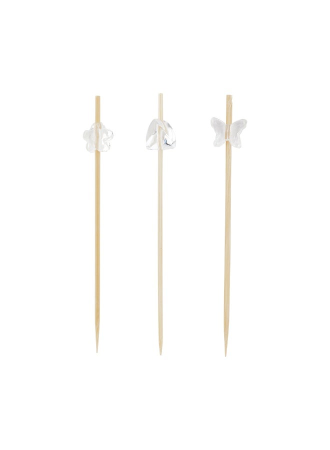Restaurantware 4 Inch Decorative Skewers, 1000 Acrylic Beaded Design Decorative Bamboo Skewers - Sharp Point, Sturdy, Clear Bamboo Decorative Picks, Assorted, For Appetizers Or Garnishes - Image 1