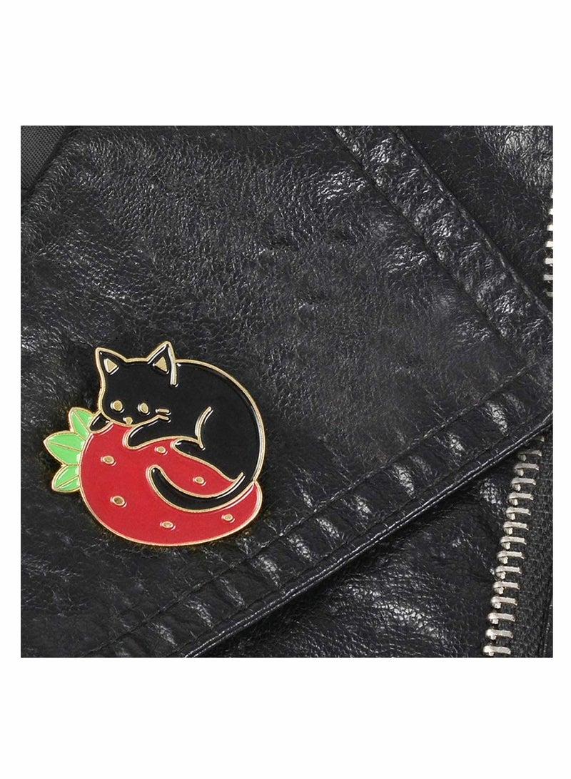 Excefore Cute Enamel Cat and Book Pins Set, Brooch Pins Cartoon Brooch Pins Lapel Badges for Clothing Bags Sweater Shirt Jacket Backpack Accessory DIY Crafts (Black, 5pcs) - Image 4