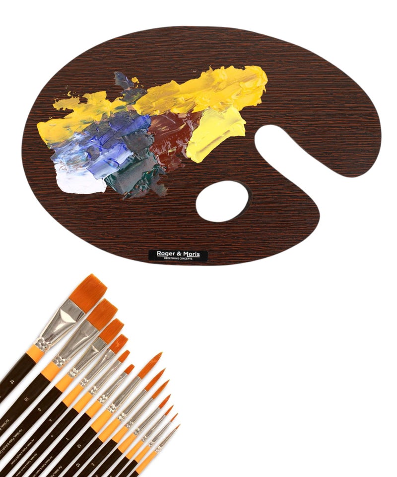 Roger & Moris Artist Wooden Palette (Wenge) with Thumb Hole for Drawing, Painting and Coloring Size (8 inch X 12- inch) - Image 5