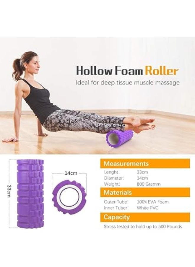 Foam Roller, Fitness Foam Roller, Deep Muscle Massage and Lightweight Muscle Massage for Yoga, Pilates for Muscle Relaxation, Balance Exercise, Physical Therapy Pain Relief (Purple) - Image 5
