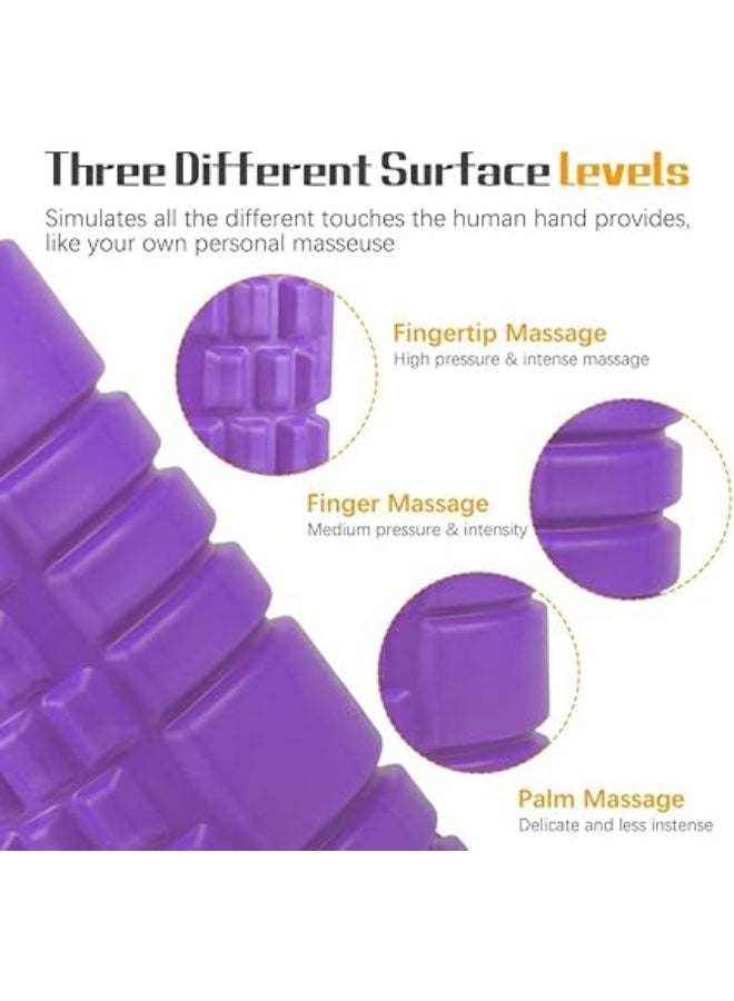 Foam Roller, Fitness Foam Roller, Deep Muscle Massage and Lightweight Muscle Massage for Yoga, Pilates for Muscle Relaxation, Balance Exercise, Physical Therapy Pain Relief (Purple) - Image 3
