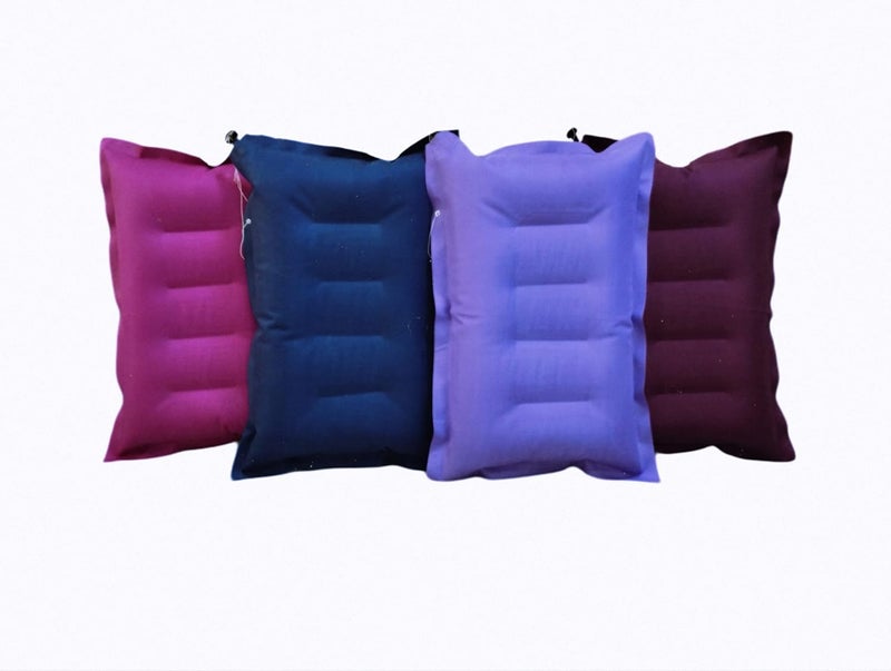 RAV Pack of 4 Cotton Fabric Travelling Pillow Cushion Sleeping Bag Backpacking Pillow Soft Comfortable Air Inflatable Travel Pillow Tourist Pillow Cotton Air Pillow Color Multi Color - Image 2